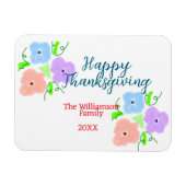 ブルーパープルピンク幸せ感謝祭アドファミリーn マグネット (横)