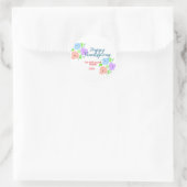 ブルーパープルピンク幸せ感謝祭アドファミリーn ラウンドシール (バッグ)