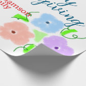 ブルーパープルピンク幸せ感謝祭アドファミリーn ラッピングペーパー (角)