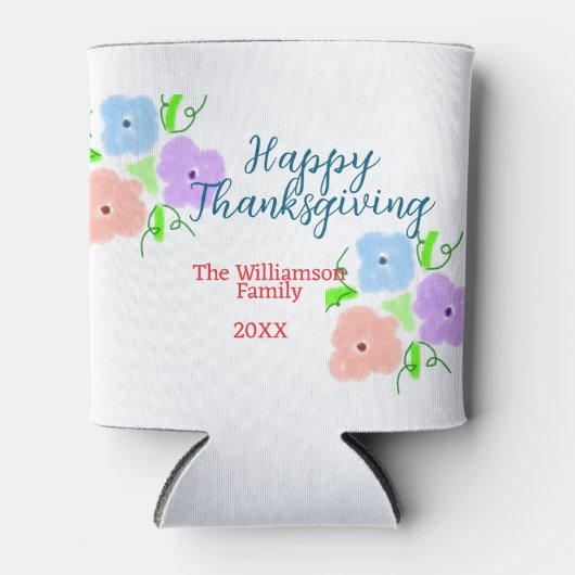 ブルーパープルピンク幸せ感謝祭アドファミリーn 缶クーラー (正面)