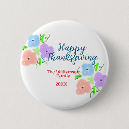 ブルーパープルピンク幸せ感謝祭アドファミリーn 缶バッジ