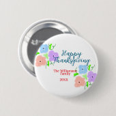 ブルーパープルピンク幸せ感謝祭アドファミリーn 缶バッジ (正面&裏面)