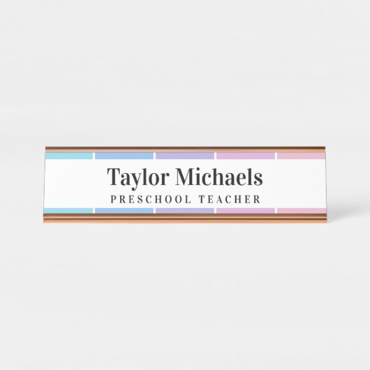 ブルーパープルピンク色見本グラデーション名タイトル デスクネームプレート (正面)