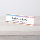 ブルーパープルピンク色見本グラデーション名タイトル デスクネームプレート (正面)