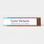 ブルーパープルピンク色見本グラデーション名タイトル デスクネームプレート (正面)