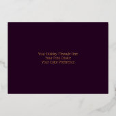 ブルーパープルピンク金ゴールドクリスマスプレゼント 箔シーズンカード (裏面)