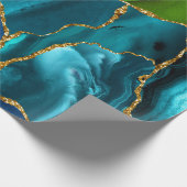 ブルーパープルピーコックアゲートフェイクグリッター ラッピングペーパー (角)