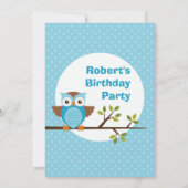 ブルーパープルフクロウ誕生日パーティーの招待状 招待状 (裏面)