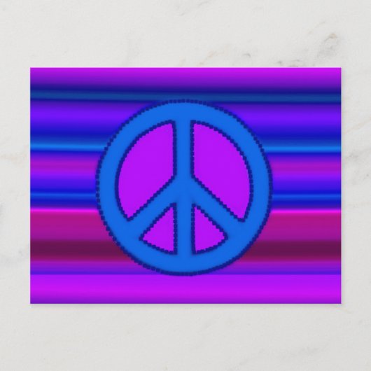 ブルーパープルフラクタル&ピースサイン ポストカード (正面)
