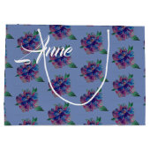 ブルーパープルフラワースケッチカスタム抱き枕 ラージペーパーバッグ (裏面)