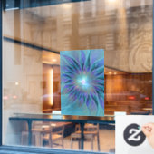 ブルーパープルフラワードリーム抽象芸術フラクタルアート ウィンドウサイン (カフェ窓)