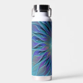 ブルーパープルフラワードリーム抽象芸術フラクタルアート ウォーターボトル (正面)