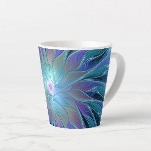 ブルーパープルフラワードリーム抽象芸術フラクタルアート カフェラテマグ
