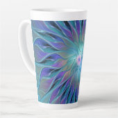 ブルーパープルフラワードリーム抽象芸術フラクタルアート カフェラテマグ (左アングル)