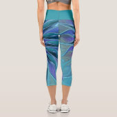 ブルーパープルフラワードリーム抽象芸術フラクタルアート カプリレギンス (裏面)