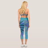 ブルーパープルフラワードリーム抽象芸術フラクタルアート カプリレギンス (裏面)