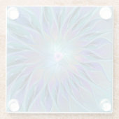 ブルーパープルフラワードリーム抽象芸術フラクタルアート ガラスコースター (裏面)