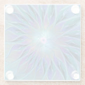 ブルーパープルフラワードリーム抽象芸術フラクタルアート ガラスコースター (裏面)