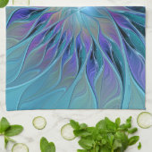 ブルーパープルフラワードリーム抽象芸術フラクタルアート キッチンタオル (折り畳み)