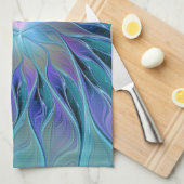 ブルーパープルフラワードリーム抽象芸術フラクタルアート キッチンタオル (四つ折り)