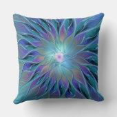 ブルーパープルフラワードリーム抽象芸術フラクタルアート クッション (裏面)