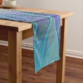 ブルーパープルフラワードリーム抽象芸術フラクタルアート ショートテーブルランナー (インサイチュ)