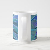 ブルーパープルフラワードリーム抽象芸術フラクタルアート ジャンボコーヒーマグカップ (裏面)