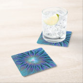 ブルーパープルフラワードリーム抽象芸術フラクタルアート スクエアペーパーコースター (インサイチュ)