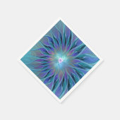ブルーパープルフラワードリーム抽象芸術フラクタルアート スタンダードカクテルナプキン (角)
