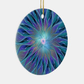 ブルーパープルフラワードリーム抽象芸術フラクタルアート セラミックオーナメント (右)