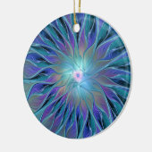 ブルーパープルフラワードリーム抽象芸術フラクタルアート セラミックオーナメント (左)