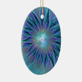 ブルーパープルフラワードリーム抽象芸術フラクタルアート セラミックオーナメント (右)