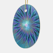 ブルーパープルフラワードリーム抽象芸術フラクタルアート セラミックオーナメント (左)