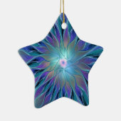 ブルーパープルフラワードリーム抽象芸術フラクタルアート セラミックオーナメント (右)