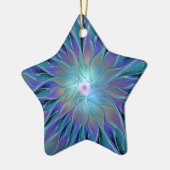 ブルーパープルフラワードリーム抽象芸術フラクタルアート セラミックオーナメント (左)