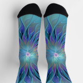 ブルーパープルフラワードリーム抽象芸術フラクタルアート ソックス (上部)