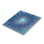 ブルーパープルフラワードリーム抽象芸術フラクタルアート タイル (側面)