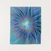 ブルーパープルフラワードリーム抽象芸術フラクタルアート タペストリー (正面)