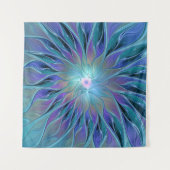 ブルーパープルフラワードリーム抽象芸術フラクタルアート タペストリー (正面)