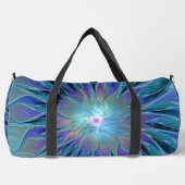 ブルーパープルフラワードリーム抽象芸術フラクタルアート ダッフルバッグ (正面)