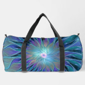 ブルーパープルフラワードリーム抽象芸術フラクタルアート ダッフルバッグ (裏面)