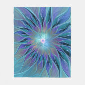 ブルーパープルフラワードリーム抽象芸術フラクタルアート フリースブランケット (正面)