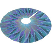 ブルーパープルフラワードリーム抽象芸術フラクタルアート ブラッシュドポリエステルツリースカート (アングル)