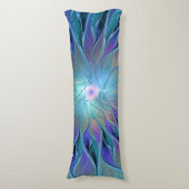 ブルーパープルフラワードリーム抽象芸術フラクタルアート ボディピロー (正面縦)