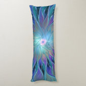 ブルーパープルフラワードリーム抽象芸術フラクタルアート ボディピロー (裏面 (縦))