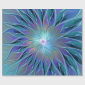 ブルーパープルフラワードリーム抽象芸術フラクタルアート ラッピングペーパー (フラット)