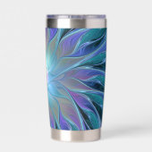 ブルーパープルフラワードリーム抽象芸術フラクタルアート 保温保冷タンブラー (背面)