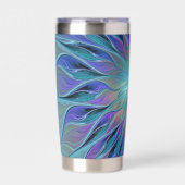ブルーパープルフラワードリーム抽象芸術フラクタルアート 保温保冷タンブラー (正面)