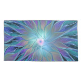 ブルーパープルフラワードリーム抽象芸術フラクタルアート 枕カバー (裏面)