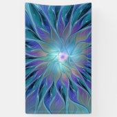 ブルーパープルフラワードリーム抽象芸術フラクタルアート 横断幕 (縦)